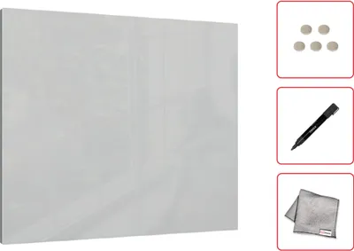 Zdjęcie produktu dla Tablica szklana magnetyczna szara, jasny szary 50x50cm - bezramowa tablica szklana, szkło hartowane na magnesy neodymowe