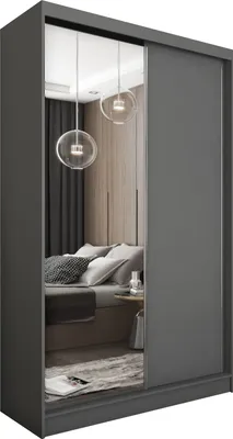 Produktbild von Masseno Schiebetürenschrank PATRIZIA 120 cm Kleiderschrank Schlafzimmer Schrank 2-türig mit Spiegel Grau