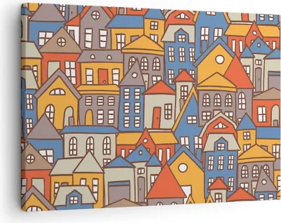 Produktbild von Bild auf Leinwand - Leinwandbild - Stadt Haus Straße - 70x50cm - Wand Bild - Wanddeko - Wandbilder - Leinwanddruck - Bilder - Kunstdruck - Wanddekoration - Leinwand bilder - Wandkunst - AA70x50-3953