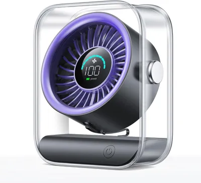 Produktbild von USB Tischventilator leise – Kabellos & aufladbar, 100 Stufen, Lila