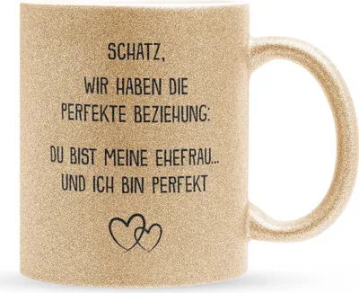 Produktbild von 22Feels Glitzertasse Gold Ehefrau Geschenk Erster Hochzeitstag Kaffeetasse Frauen Hochzeitsjubiläum Valentinstag Weihnachten Ehepaar Geburtstag Geschenkidee Bürotasse