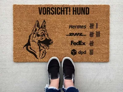 Produktbild von Deutscher Schäferhund, Vorsicht HUND Fußmatte Kokos lustig, 60cm x 40cm Fußmatte Spruch, Türmatte Spruch,Einzugsgeschenk, Türmatte, Fußmatte,