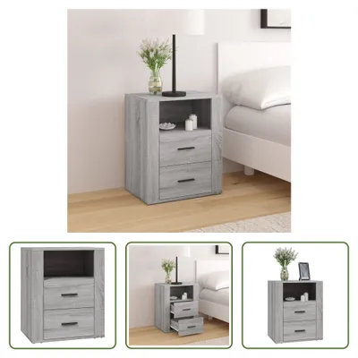 Produktbild von The Living Store Nachttisch Grau Sonoma 50x36x60 cm Holzwerkstoff