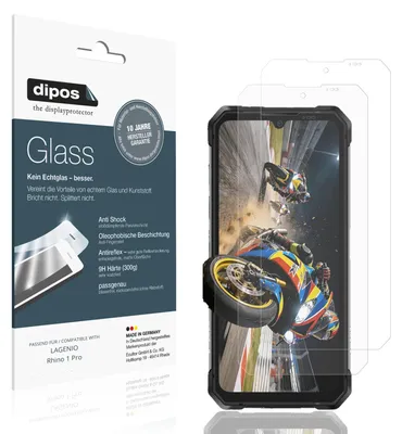 Produktbild von 2x Schutzfolie für LAGENIO Rhino 1 Pro matt - Anti-Shock 9H Folie dipos Glass Kunststoffglas