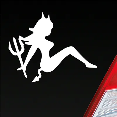 Produktbild von Auto Aufkleber Teufel Teuflisch Sexy Girl Pin Up Devil 12x10 cm Weiss Glanz Sticker Heckscheibenaufkleber