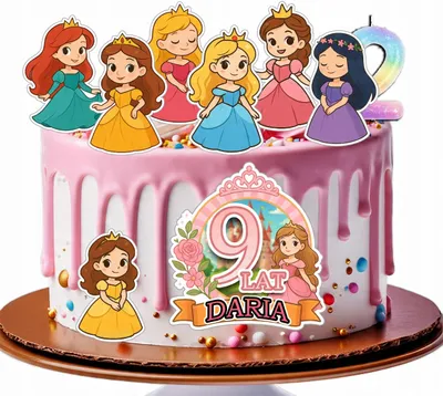 Produktbild von Opłatek Zestaw Urodzinowy Postacie Na Tort - Księżniczka Princess + Imię