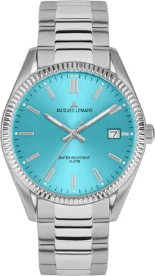 Jacques Lemans 50-3D Herrenarmbanduhr Derby Edelstahl/Türkis 1