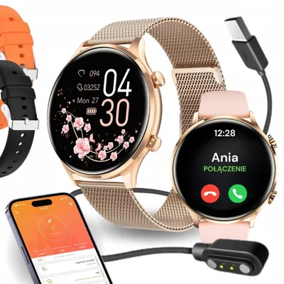 Produktbild von Vess Q40S Damen-Smartwatch, Bluetooth-Telefonie, polnisches Menü, Gold