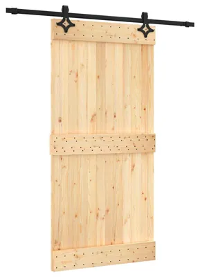 Image de Porte coulissante Naturel et noir 100 x 210 cm