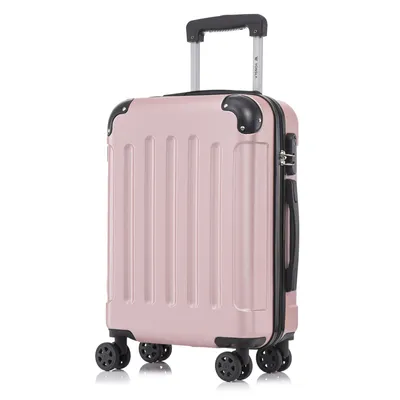 Produktbild von Koffer Trolley Reisekoffer Suitcase, Rollkoffer Handgepäck ,mit 4 Rollen360°, Hartschalenreisekoffer, Zahlenschloss, Weicher Gummigriff(M,Roségold)