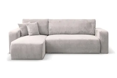 Produktbild von VENASI LUNA Universell Ecksofa mit Schlaffunktion und Bettkasten Cord Beige Schlafsofa Eckcouch Sofa