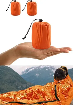 Produktbild von Notfalldecke Schlafsack,Rettungsdecken Wasserdicht Notfallzelt Ultraleicht Hitzeabweisend K?lteschutz Signalpfeifen,Outdoor Camping Wandern, 2 Stš¹ck