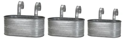 Produktbild von Balkonkasten mit Henkel verzinkt - 3er Set - Balkonhänger Balkontopf