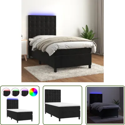 Produktbild von The Living Store Boxspringbett mit Matratze & LED Schwarz 90x190 cm Samt