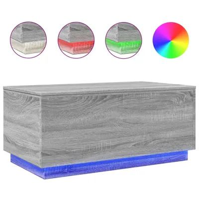 Produktbild von Couchtisch mit LED-Leuchten Grau Sonoma 90x50x40 cm