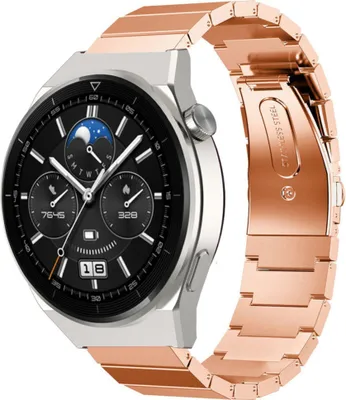 Produktbild von Strap-it Metallarmband - Kompatibel mit Huawei Watch GT 3Armband 46mmEdelstahl Huawei watch elegant Armband mit faltschließe für 22mmArmband Rosa Gold