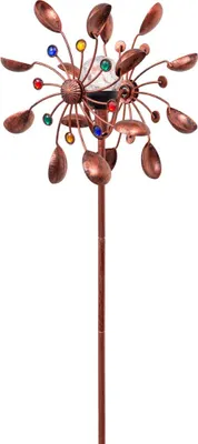 Produktbild von Kinetic Art: Metal Wind Spinner: Copper Bucket Duett - Solar LED