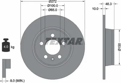 Produktbild von 2x TEXTAR Bremsscheibe 92292003 für AUDI A1 Sportback (8XA 8XF) 48 3mm 4kg