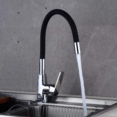 Produktbild von 360° drehbare Küchenarmatur Wasserhahn G3 / 8 " Flexschlauch Spültischarmatur Badarmatur Schwarz