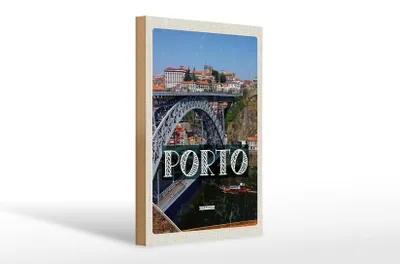 Produktbild von Holzschild Reise 20x30cm Porto Portugal Ponte Dom Luís I