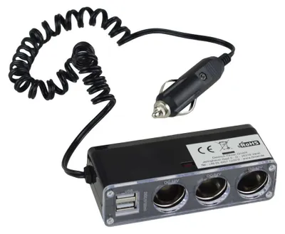 Obrázok produktu pre 3-miestna zásuvka, 12 V, 2 x USB porty