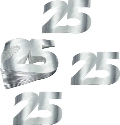 Produktbild von Oblique Unique XXL Konfetti Zahl 25 Deko für silberne Hochzeit Streudeko 25. Geburtstag Jubiläum Dekoration - silber