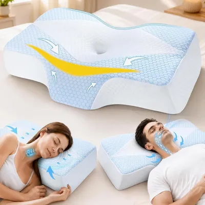 Produktbild von Ergonomisches Nackenkissen - Orthopädisches Kissen - Viscoelastischer Schaum - 2 Höhen