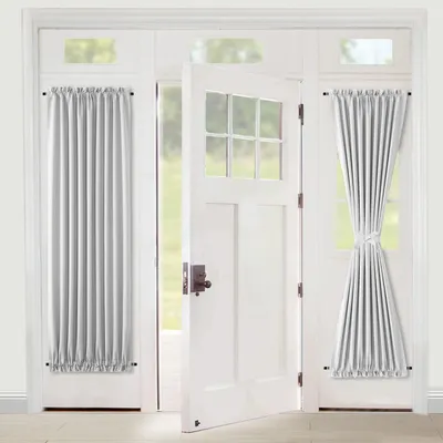 Türvorhang blickdicht grau-weiß 1 Stück H183 x B137 cm mit Raffhalter