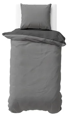 Produktbild von Bettwäsche 135x200 cm Grau Anthrazit Wendebettwäsche Doubleface Mikrofaser Uni Bettbezug 2 teilig