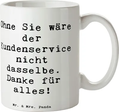 Produktbild von Mr. & Mrs. Panda Kaffeetasse Spruch Kundendienstmitarbeiter Dankeschön - Weiß - Geschenk, Engagement, schöne tasse, Lächeln, Becher, Keramiktasse, Bedanken, Kundenservice