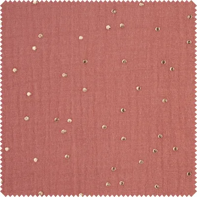 Produktbild von Musselin Baumwoll-Stoff "Goldene Punkte", B 130 cm, Meterware Marsala