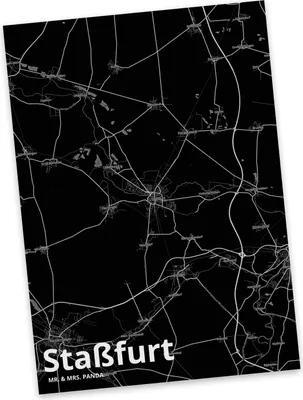Produktbild von Mr. & Mrs. Panda Ansichtskarte Staßfurt - Geschenk, Ansichtskarten, Stadt Dorf Karte Landkarte Map Stadtplan, Postkarte, Postkarten, Grußkarte, einzelkarte