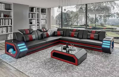 Produktbild von Lederpolster Design Wohnzimmer Ecksofa Eckcouch Couch Sofa L Form Wohnlandschaft