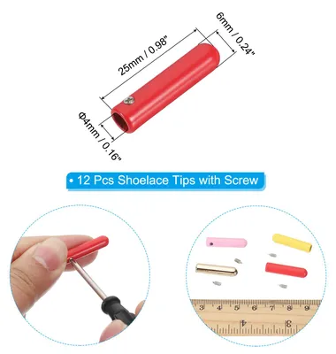 Produktbild von 12 Stš¹ck Schnš¹rsenkel Spitzen mit Schraube, Legierung 25mm Zylindrische Aglets Schuhe Schnš¹rsenkel Endstš¹ck Kappe Ersatz fš¹r DIY Kleidung Schnš¹re, Rot