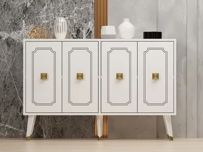 Produktbild von Skye Decor, Roland - White, Gold, Konsole, Weiß, 100 % MELAMINBESCHICHTETE SPANPLATTEN, 120 x 30 x 80 cm