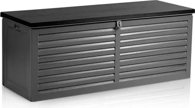 Zdjęcie produktu dla Skrzynka ogrodowa 143 x 57 x 53,5 cm, 390 litrów, czarno-szara
