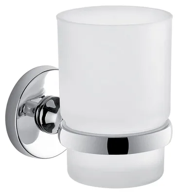 Zahnbürstenhalter Edelstahl satiniertes Glas chrom 9,5x6,3x9,5 cm