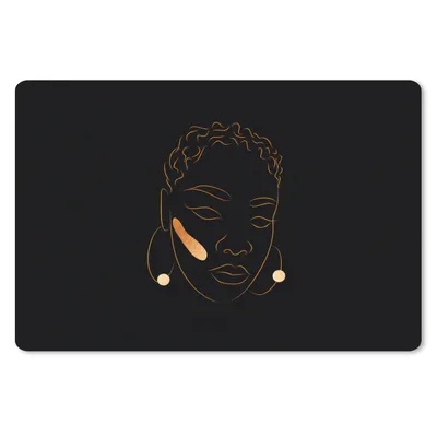 Produktbild von MuchoWow® Mauspad Mousepad Frau - Gold - Strichzeichnung 27x18 cm - Mousepads - Maus Mat - Pad - Mausunterlage - Büroartikel - Desk Matten