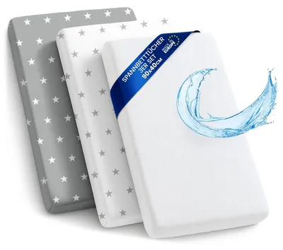 Imagen del producto de Juego de protectores para colchones de cochecitos para bebés, de 40x90 cm, con funda impermeable para el colchón