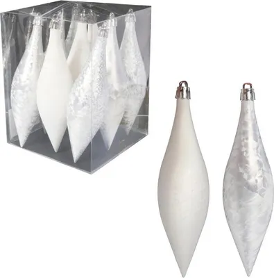 Zdjęcie produktu dla Zestaw 9 Białych Plastikowych Sopli Dekoracyjnych 15 cm z Efektem Zmrożenia