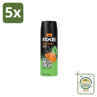Imagen del producto de 5 unidades de aerosol desodorante Axe Jungle Fresh, 150 ml, pack ahorro