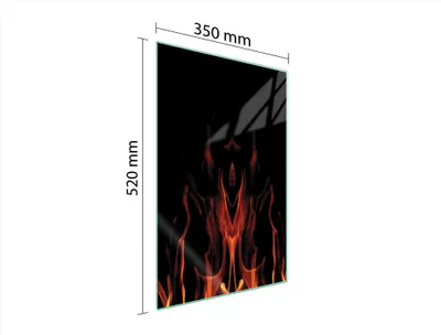 Produktbild von Herdabdeckplatte 35x52 Glaskeramikkochfeld Abdeckung Spritzschutz Glasplatte Deko Schneidebrett Feuer Schwarz