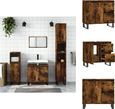 Produktbild von vidaXL Badschrank Räuchereiche 65x33x60 cm Holzwerkstoff -  Badezimmerwaschtische