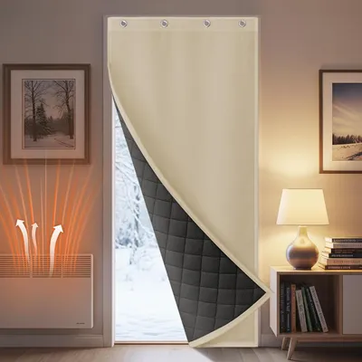 Immagine prodotto di Tende termoisolanti, tenda per porta, pannelli divisori, set da 2 pezzi, color beige