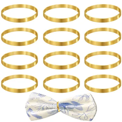 12 goldene Serviettenringe, rund, elegant, für Tischdekoration