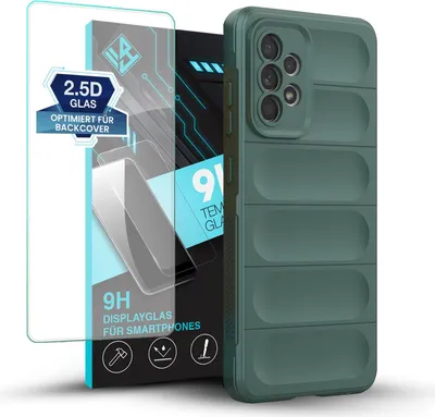 Produktbild von Handy Hülle für Samsung Galaxy A53 5G mit 9H Displayglas Displayschutz Plus Grip Case Cover Schutzhülle Softgrip Farbe: Grün