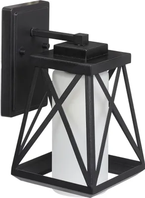 Produktbild von Relaxdays Außenlampe Wand, Metall & Milchglas, E27, Retro Wandleuchte außen, IP44, Wandlampe Haustür & Terrasse, schwarz