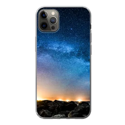 Produktbild von MuchoWow® Handyhülle Schutzhülle Hülle für iPhone 12 Pro Max Galaxie - Universum - Sonne - Jungen - Mädchen - Kinder Silikon Softcase Handy Hülle - Hartschale
