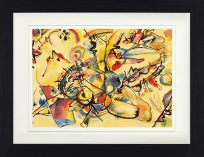 Obrázek produktu pro Wassily Kandinsky Zarámovaný obraz s jemným paspartováním | Obrazy na zeď | V rámu - Kompozice, 1917 (30 x 40 cm)