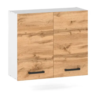 Produktbild von ULWEHOME | Hängeschrank 80 cm Eiche Wotan, Küchenoberschrank mit 2 Türen, Wandschrank Küche, Küchenschrank wandhängend